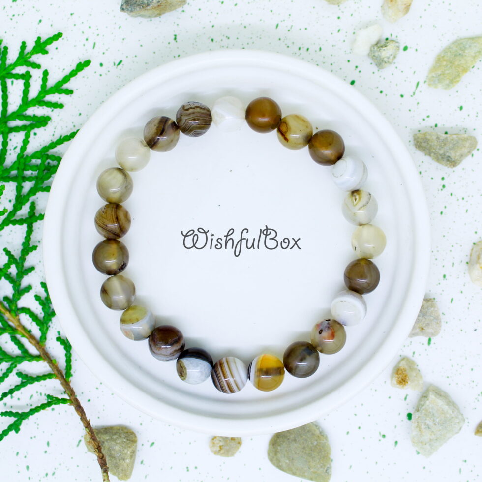 Botswana Agate Crystal Bracelet 8mm