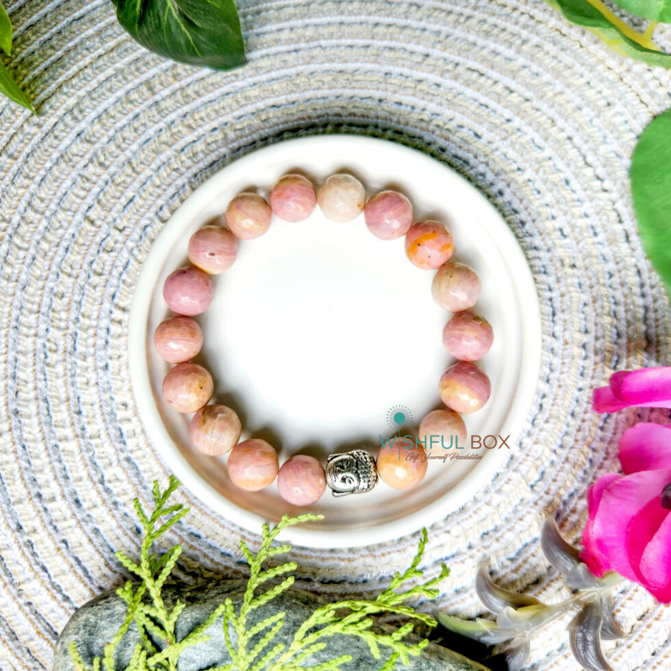 Rhodonite Crystal Bracelet 10mm Faceted