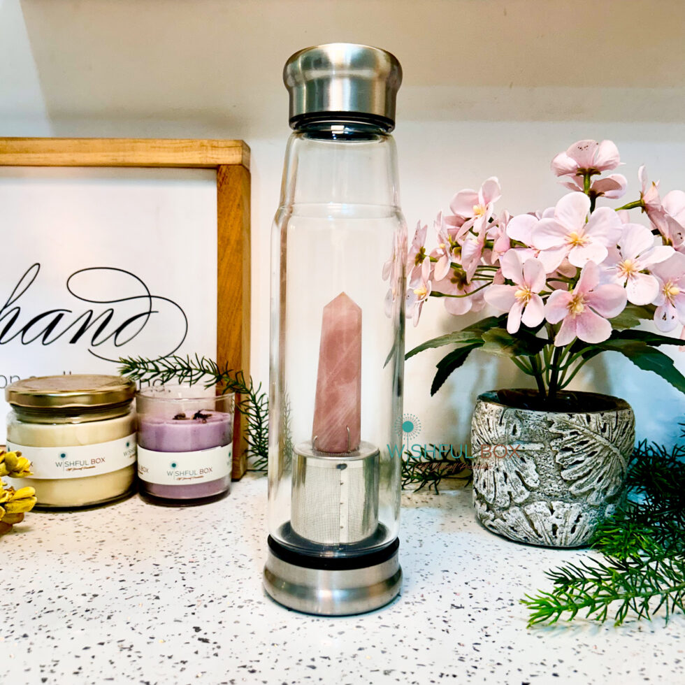 Rose Quartz Glass Water Bottle