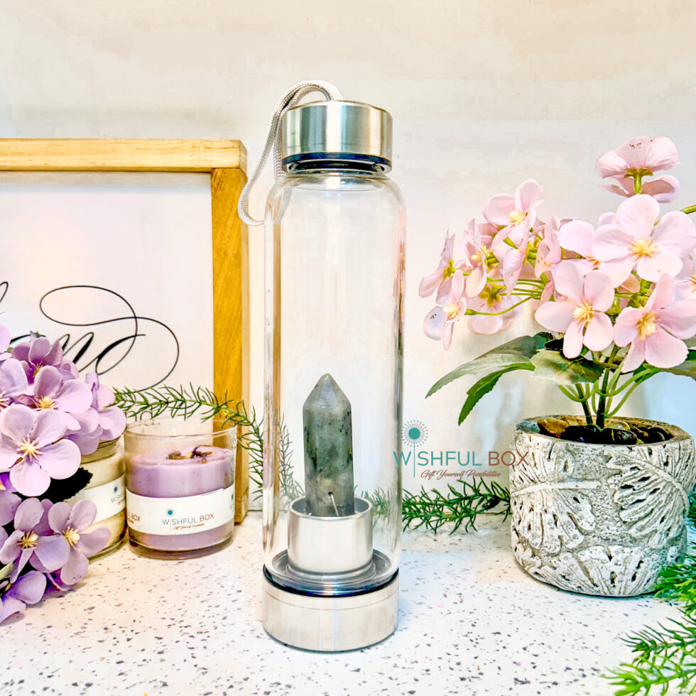 Green Aventurine Crystal Glass Water Bottle