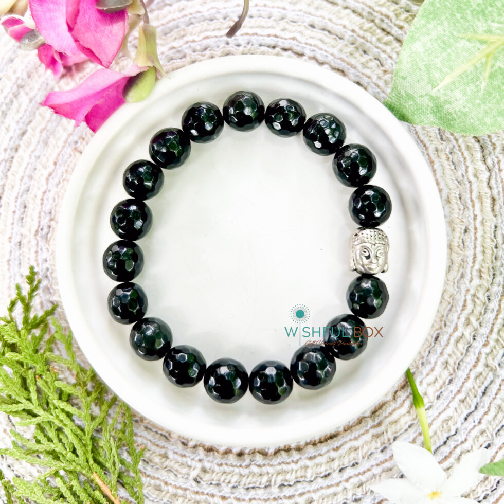 Black Obsidian Crystal Bracelet 10mm Faceted