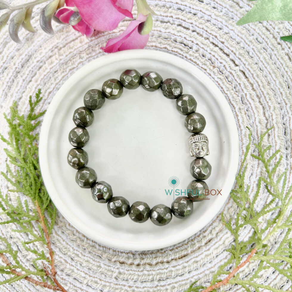 Pyrite Faceted Crystal Bracelet 10mm