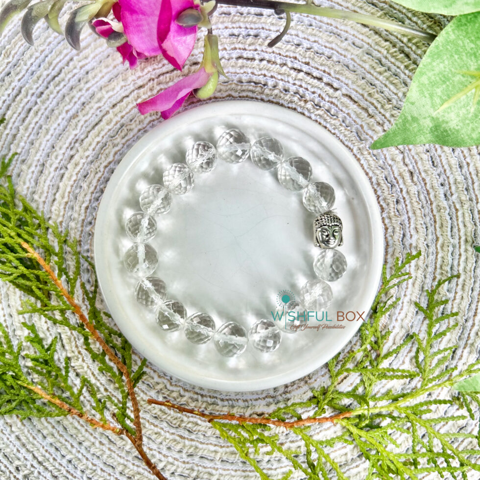 Clear Quartz Crystal Bracelet 10mm Faceted