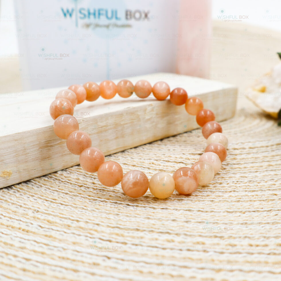 Peach Moonstone Crystal Bracelet - 8mm