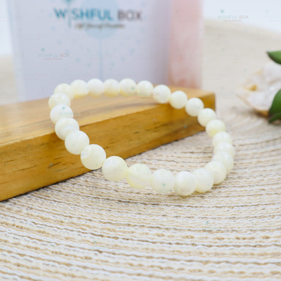 Mother of Pearl Crystal Bracelet – 8mm | Wishful Box
